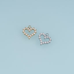 Open Heart Crystal Pendant,14K Gold Silver Sparkling Heart Charm DIY Charm for Necklace Bracelet Making