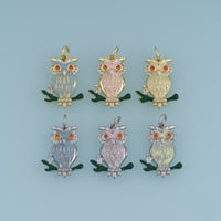 18K Gold Filled Owl Charm, Colorful Enamel Owl Pendant, CZ Animal Charm for Bracelet Necklace DIY Jewelry Making Supply