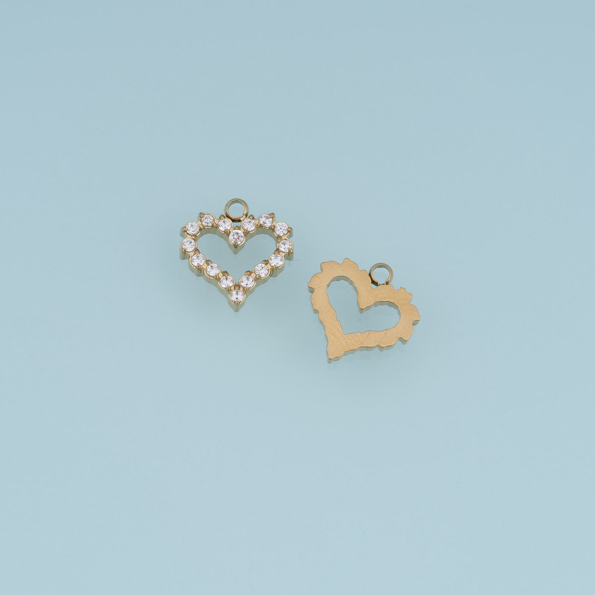 Open Heart Crystal Pendant,14K Gold Silver Sparkling Heart Charm DIY Charm for Necklace Bracelet Making