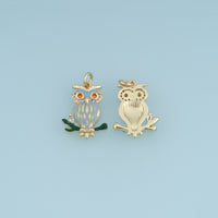 18K Gold Filled Owl Charm, Colorful Enamel Owl Pendant, CZ Animal Charm for Bracelet Necklace DIY Jewelry Making Supply