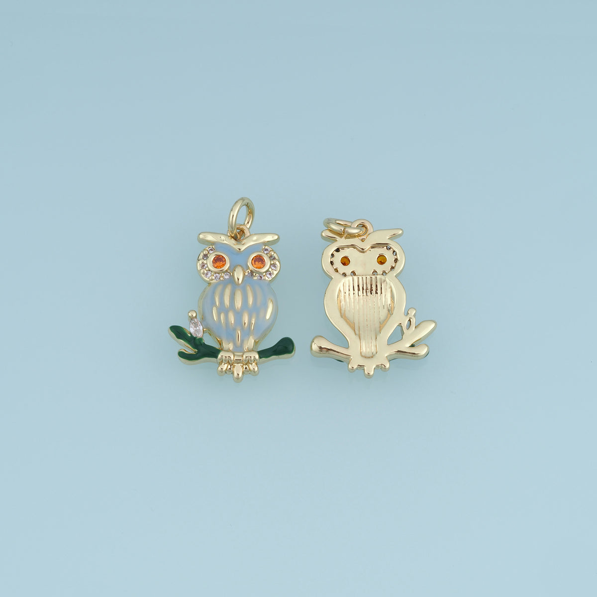 18K Gold Filled Owl Charm, Colorful Enamel Owl Pendant, CZ Animal Charm for Bracelet Necklace DIY Jewelry Making Supply