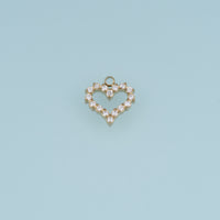 Open Heart Crystal Pendant,14K Gold Silver Sparkling Heart Charm DIY Charm for Necklace Bracelet Making