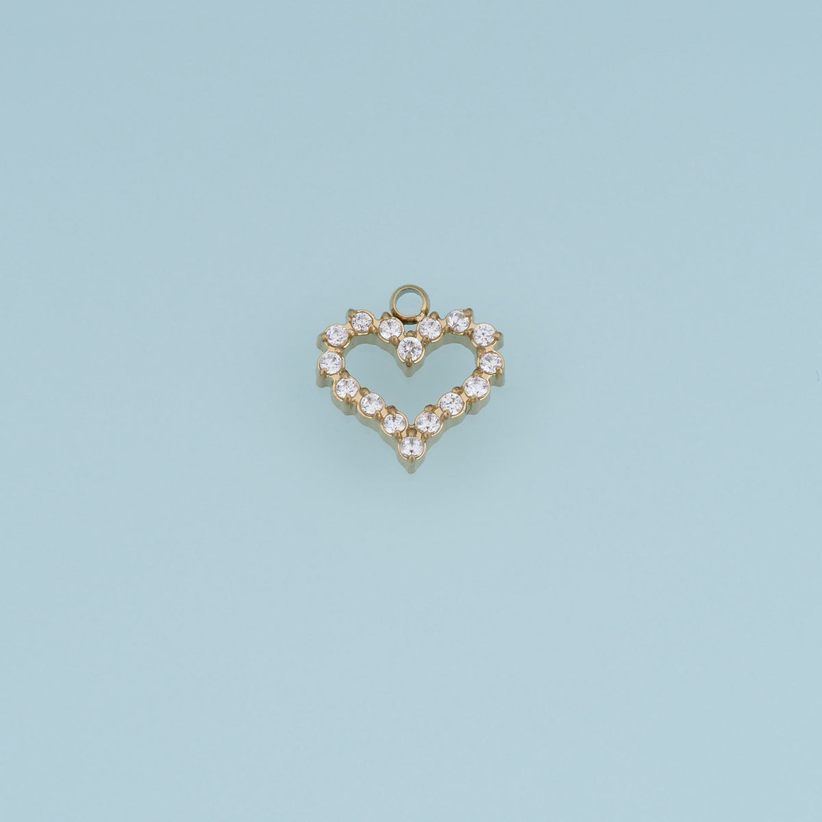 Open Heart Crystal Pendant,14K Gold Silver Sparkling Heart Charm DIY Charm for Necklace Bracelet Making