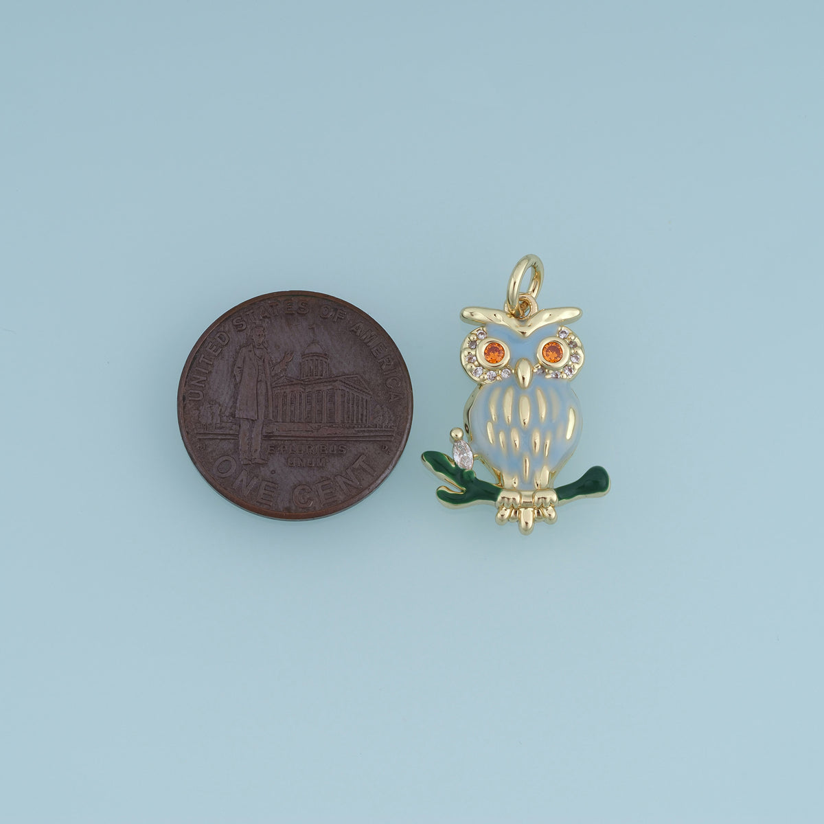 18K Gold Filled Owl Charm, Colorful Enamel Owl Pendant, CZ Animal Charm for Bracelet Necklace DIY Jewelry Making Supply