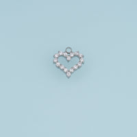 Open Heart Crystal Pendant,14K Gold Silver Sparkling Heart Charm DIY Charm for Necklace Bracelet Making