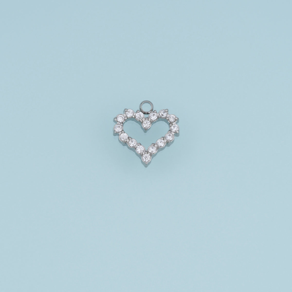 Open Heart Crystal Pendant,14K Gold Silver Sparkling Heart Charm DIY Charm for Necklace Bracelet Making