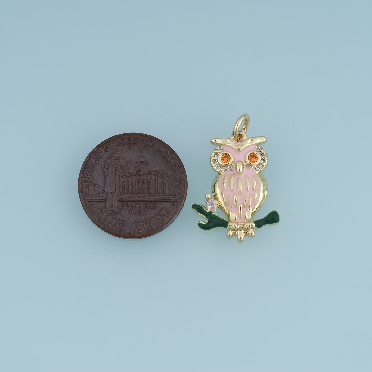 18K Gold Filled Owl Charm, Colorful Enamel Owl Pendant, CZ Animal Charm for Bracelet Necklace DIY Jewelry Making Supply