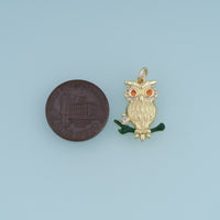 18K Gold Filled Owl Charm, Colorful Enamel Owl Pendant, CZ Animal Charm for Bracelet Necklace DIY Jewelry Making Supply
