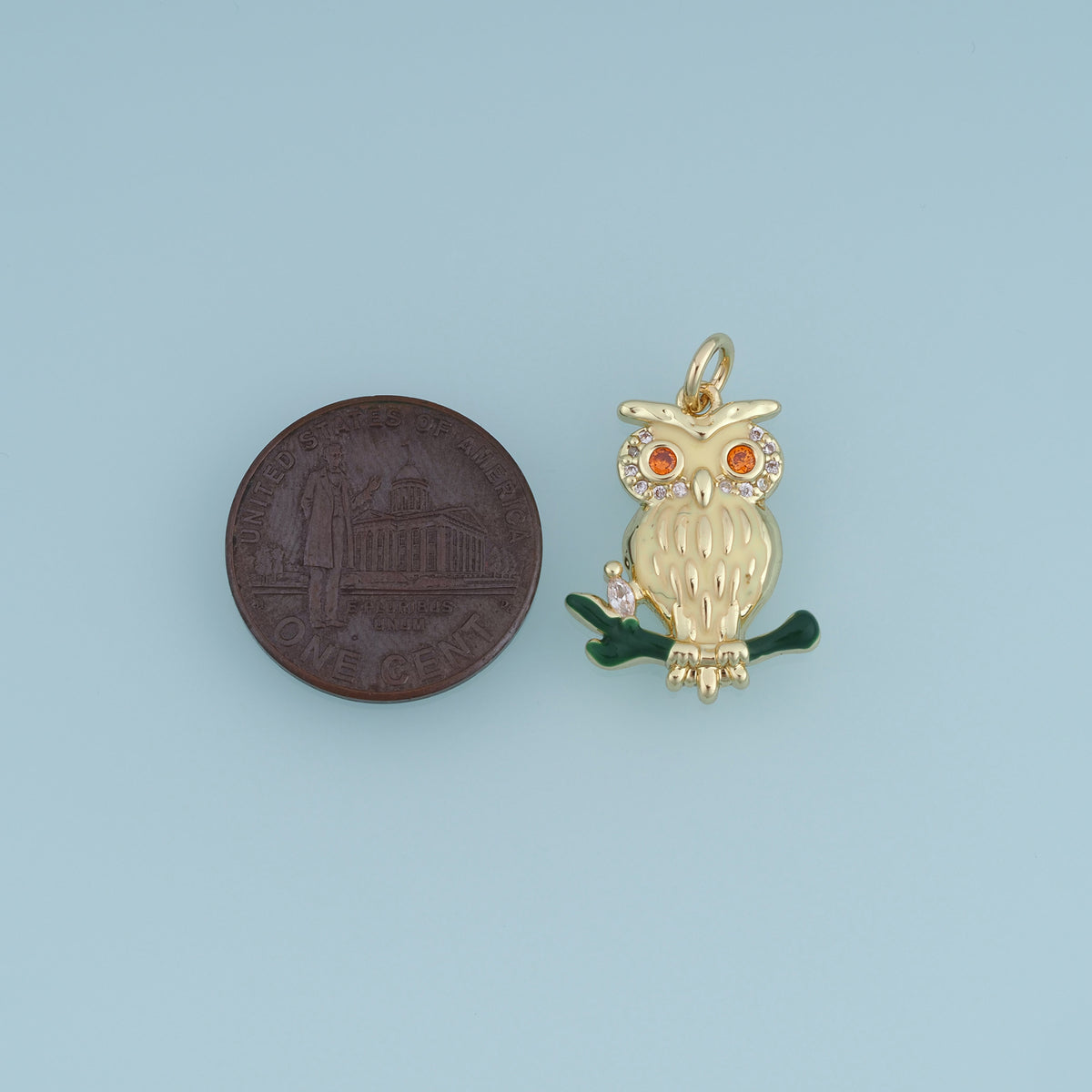 18K Gold Filled Owl Charm, Colorful Enamel Owl Pendant, CZ Animal Charm for Bracelet Necklace DIY Jewelry Making Supply