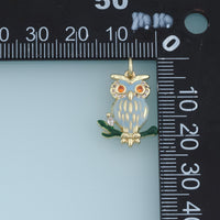18K Gold Filled Owl Charm, Colorful Enamel Owl Pendant, CZ Animal Charm for Bracelet Necklace DIY Jewelry Making Supply
