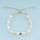 18K Gold Filled Freshwater Pearl Heart Adjustable Bracelet,Gold Heart Bead Pearl Bracelet Adjustable Chain Bracelet Minimalist Jewelry