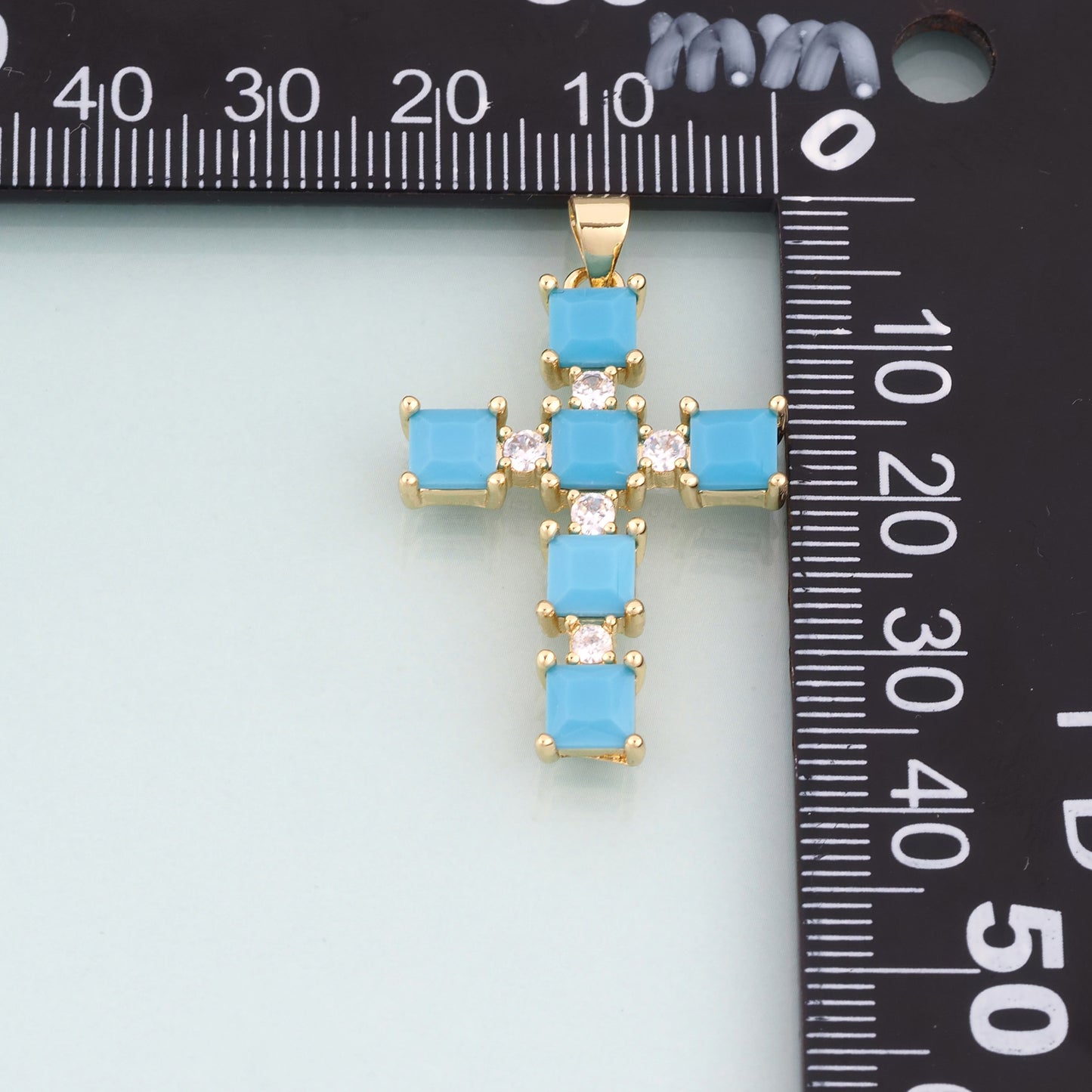 18K Gold Filled CZ Cross Pendant,Religion Cross Charm Bracelet Necklace for DIY Jewelry Making Supply