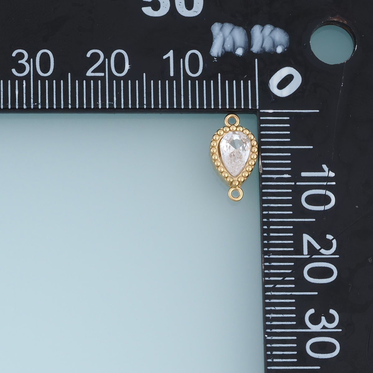 Teardrop Crystal Connector,14K Gold Silver Beaded Edge Charm DIY Charm for Necklace Bracelet Making
