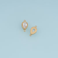 Teardrop Crystal Connector,14K Gold Silver Beaded Edge Charm DIY Charm for Necklace Bracelet Making