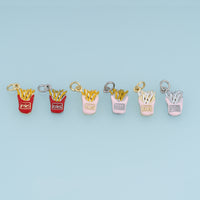 18K Gold Filled French Fries Charm, Colorful Enamel Food Pendant, Snack Charm for Bracelet Necklace DIY Jewelry Making Supply
