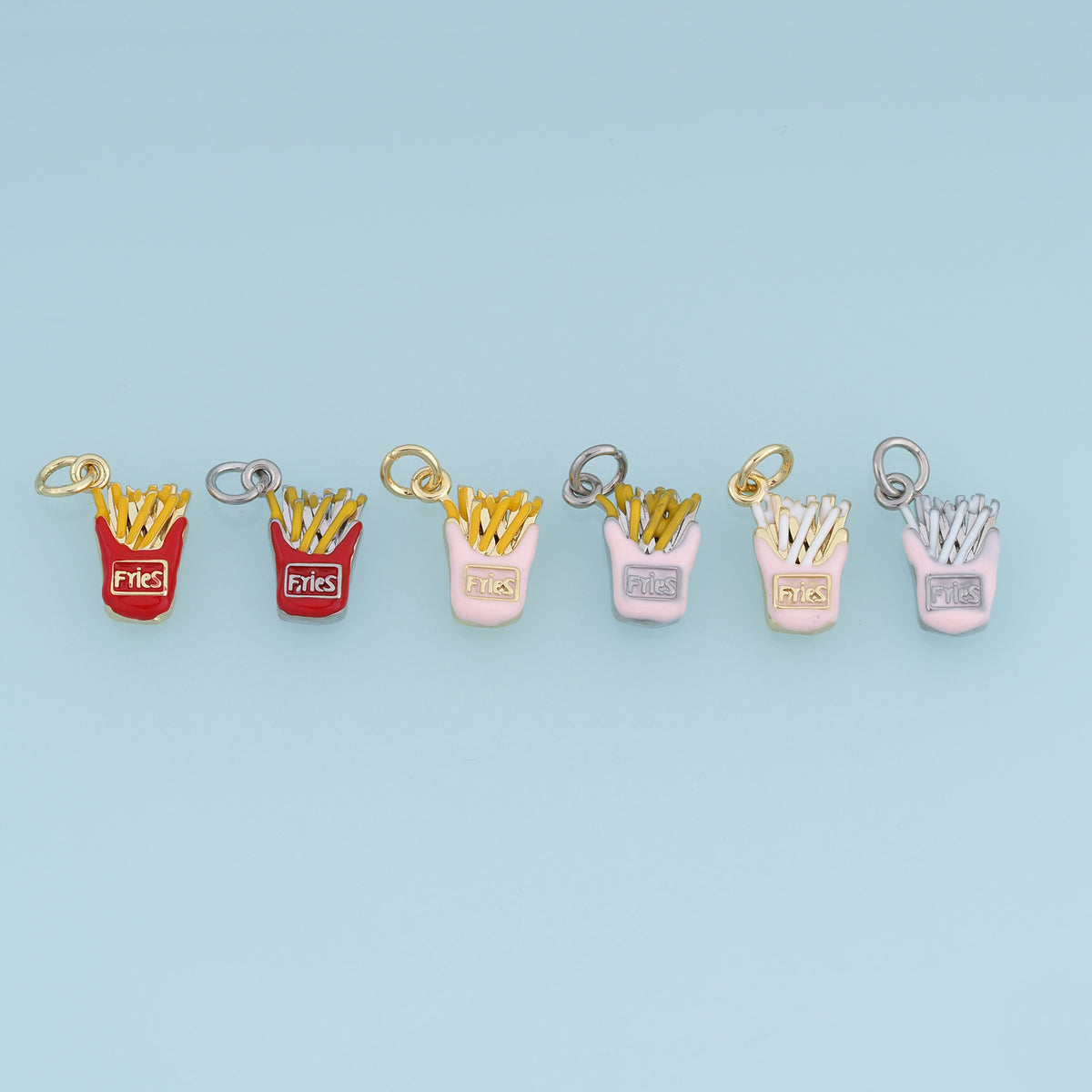 18K Gold Filled French Fries Charm, Colorful Enamel Food Pendant, Snack Charm for Bracelet Necklace DIY Jewelry Making Supply