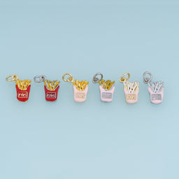 18K Gold Filled French Fries Charm, Colorful Enamel Food Pendant, Snack Charm for Bracelet Necklace DIY Jewelry Making Supply