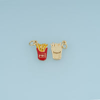 18K Gold Filled French Fries Charm, Colorful Enamel Food Pendant, Snack Charm for Bracelet Necklace DIY Jewelry Making Supply