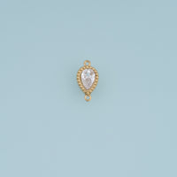 Teardrop Crystal Connector,14K Gold Silver Beaded Edge Charm DIY Charm for Necklace Bracelet Making