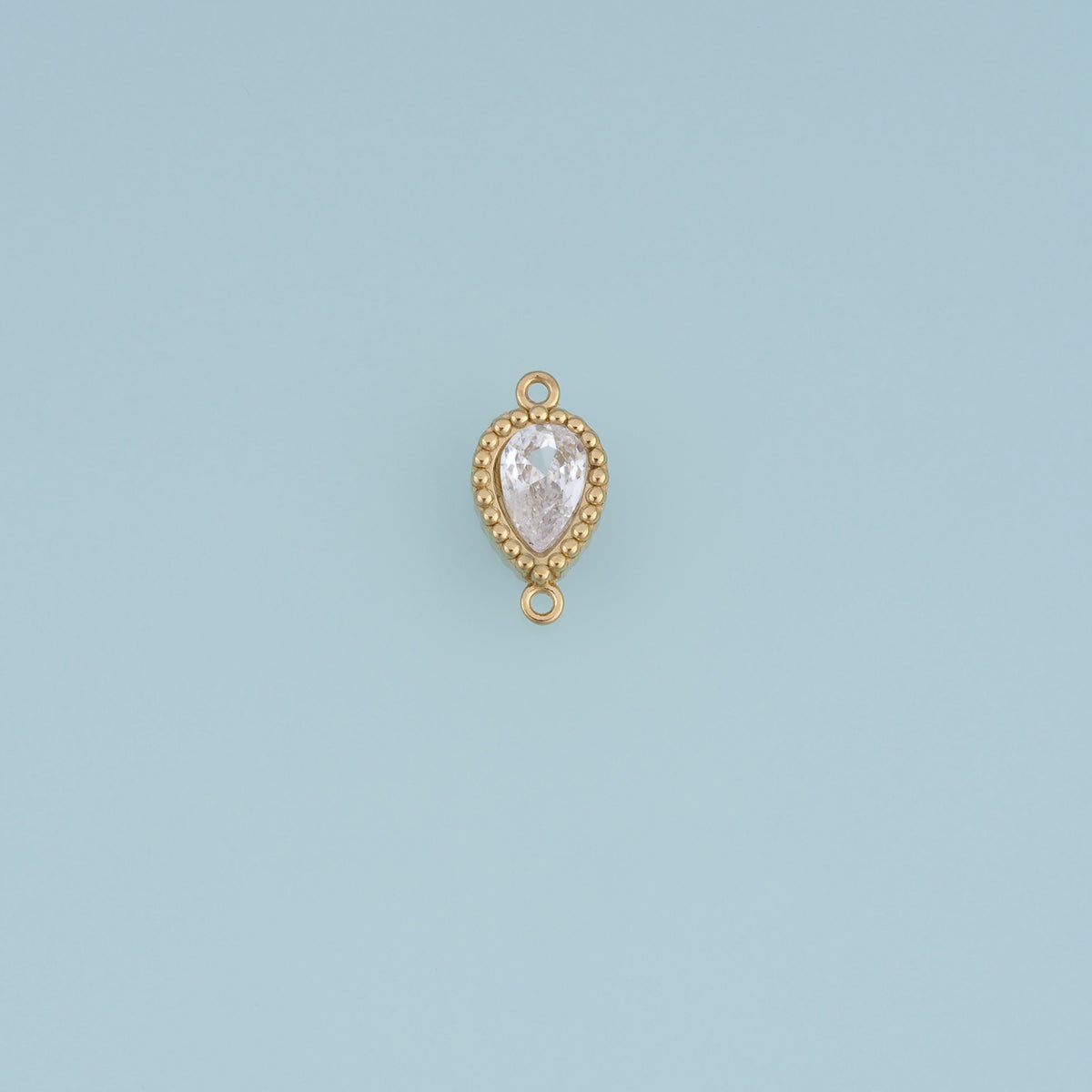 Teardrop Crystal Connector,14K Gold Silver Beaded Edge Charm DIY Charm for Necklace Bracelet Making