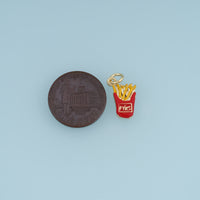 18K Gold Filled French Fries Charm, Colorful Enamel Food Pendant, Snack Charm for Bracelet Necklace DIY Jewelry Making Supply