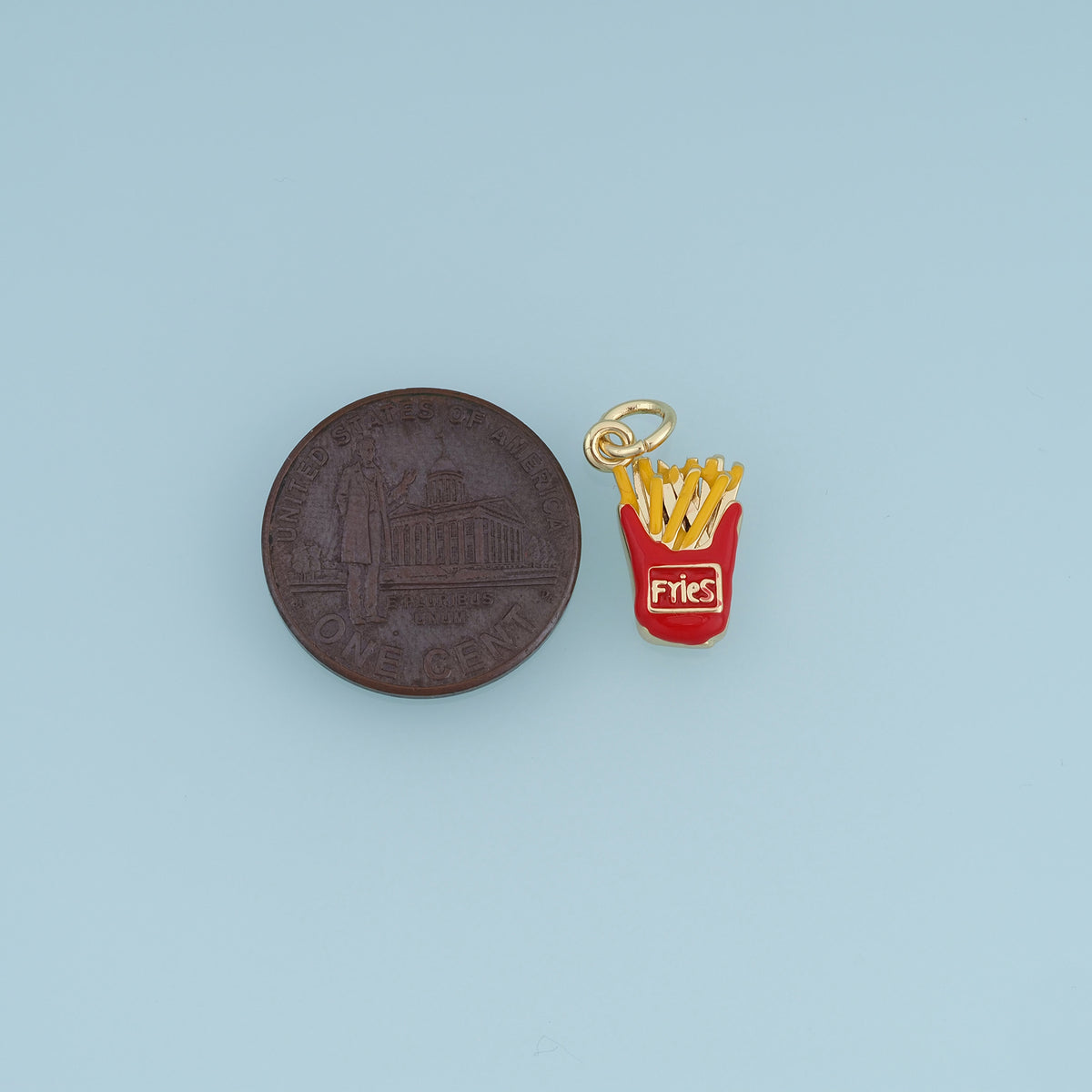18K Gold Filled French Fries Charm, Colorful Enamel Food Pendant, Snack Charm for Bracelet Necklace DIY Jewelry Making Supply