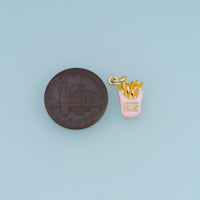 18K Gold Filled French Fries Charm, Colorful Enamel Food Pendant, Snack Charm for Bracelet Necklace DIY Jewelry Making Supply