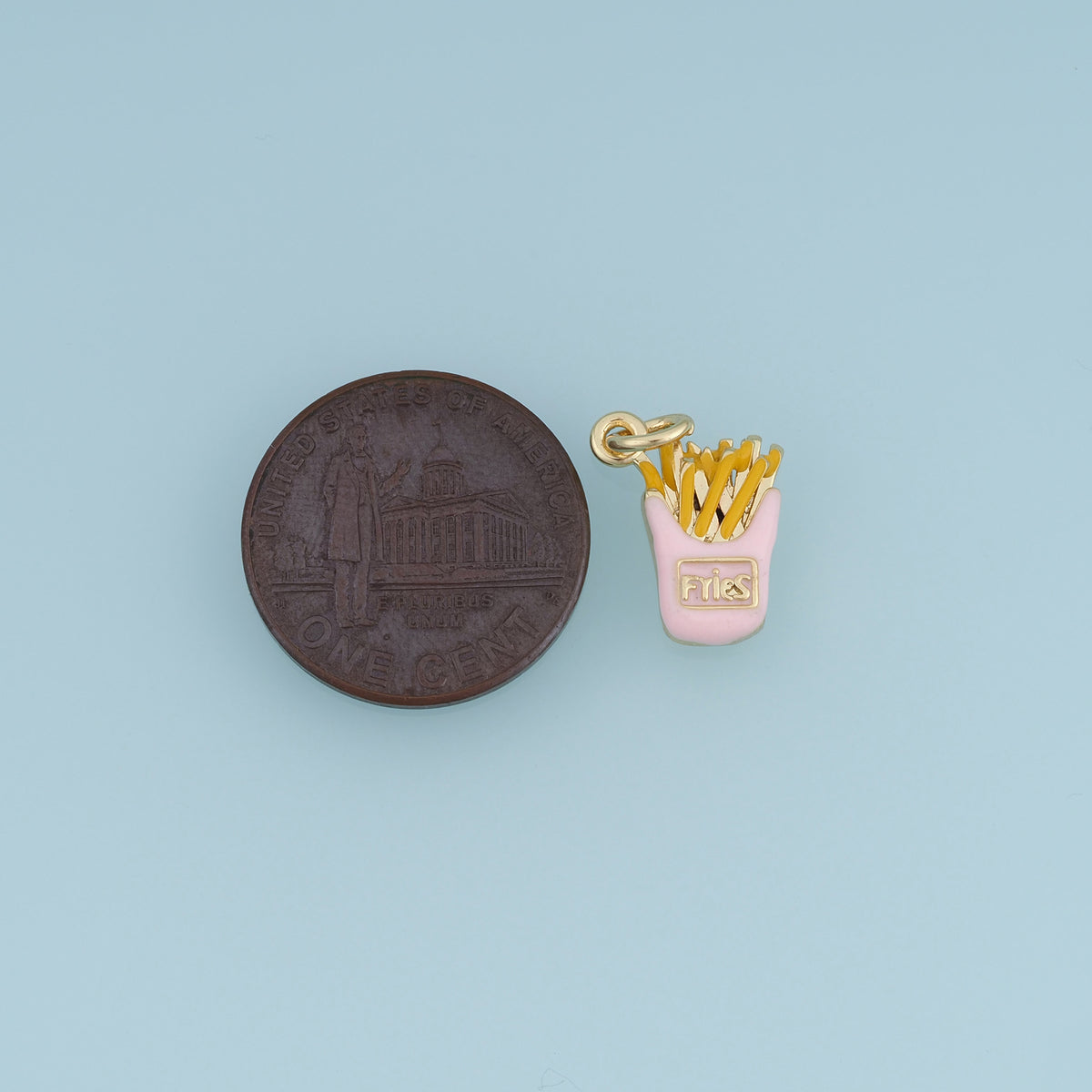 18K Gold Filled French Fries Charm, Colorful Enamel Food Pendant, Snack Charm for Bracelet Necklace DIY Jewelry Making Supply