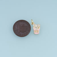 18K Gold Filled French Fries Charm, Colorful Enamel Food Pendant, Snack Charm for Bracelet Necklace DIY Jewelry Making Supply