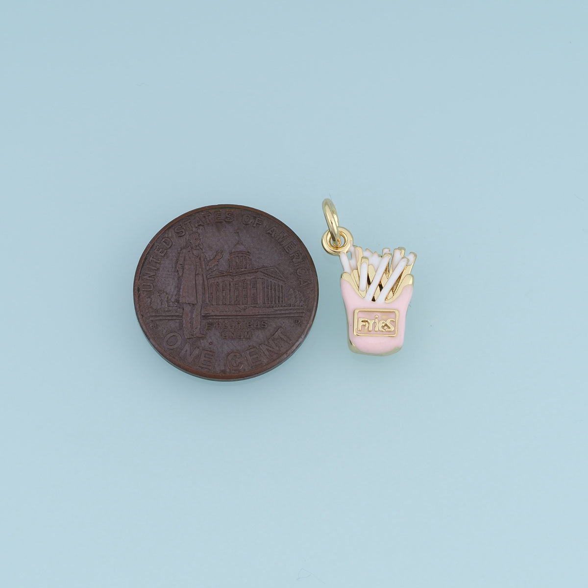 18K Gold Filled French Fries Charm, Colorful Enamel Food Pendant, Snack Charm for Bracelet Necklace DIY Jewelry Making Supply