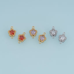 Star Crystal Connector,14K Gold Silver Colorful Beaded Charm DIY Charm for Necklace Bracelet Making
