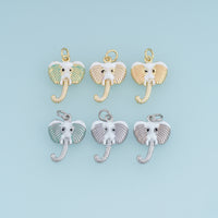 18K Gold Filled Elephant Head Charm, Colorful Enamel Elephant Pendant Animal Charm for Bracelet Necklace DIY Jewelry Making Supply