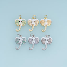 18K Gold Filled Elephant Head Charm, Colorful Enamel Elephant Pendant Animal Charm for Bracelet Necklace DIY Jewelry Making Supply