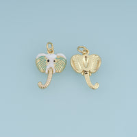 18K Gold Filled Elephant Head Charm, Colorful Enamel Elephant Pendant Animal Charm for Bracelet Necklace DIY Jewelry Making Supply