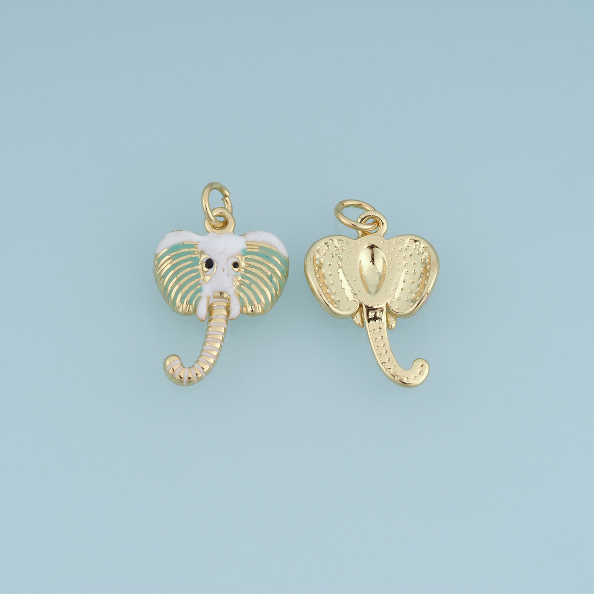 18K Gold Filled Elephant Head Charm, Colorful Enamel Elephant Pendant Animal Charm for Bracelet Necklace DIY Jewelry Making Supply