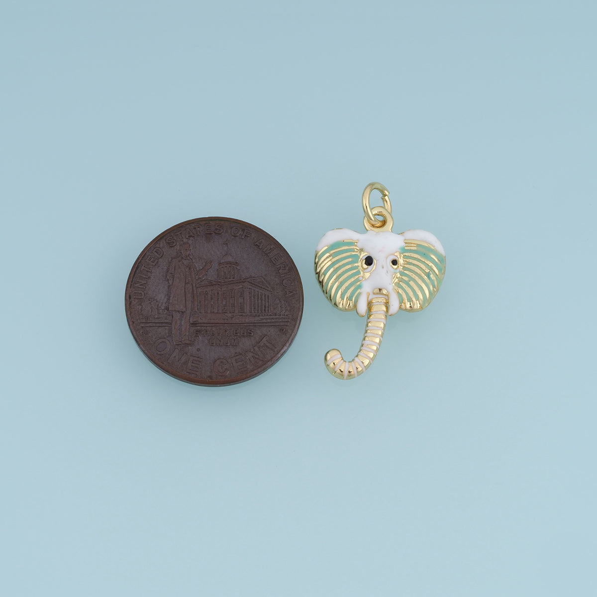 18K Gold Filled Elephant Head Charm, Colorful Enamel Elephant Pendant Animal Charm for Bracelet Necklace DIY Jewelry Making Supply