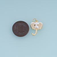 18K Gold Filled Elephant Head Charm, Colorful Enamel Elephant Pendant Animal Charm for Bracelet Necklace DIY Jewelry Making Supply