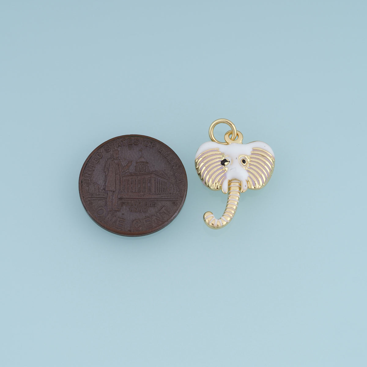 18K Gold Filled Elephant Head Charm, Colorful Enamel Elephant Pendant Animal Charm for Bracelet Necklace DIY Jewelry Making Supply
