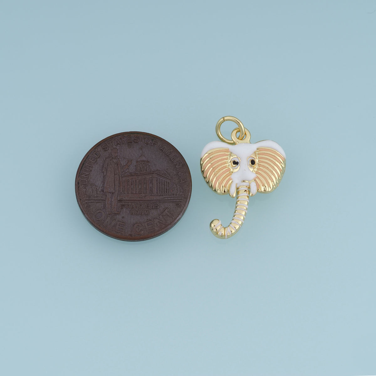 18K Gold Filled Elephant Head Charm, Colorful Enamel Elephant Pendant Animal Charm for Bracelet Necklace DIY Jewelry Making Supply