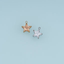 Faceted Star Crystal Pendant,14K Gold Silver Pink Clear Star Charm DIY Charm for Necklace Bracelet Making
