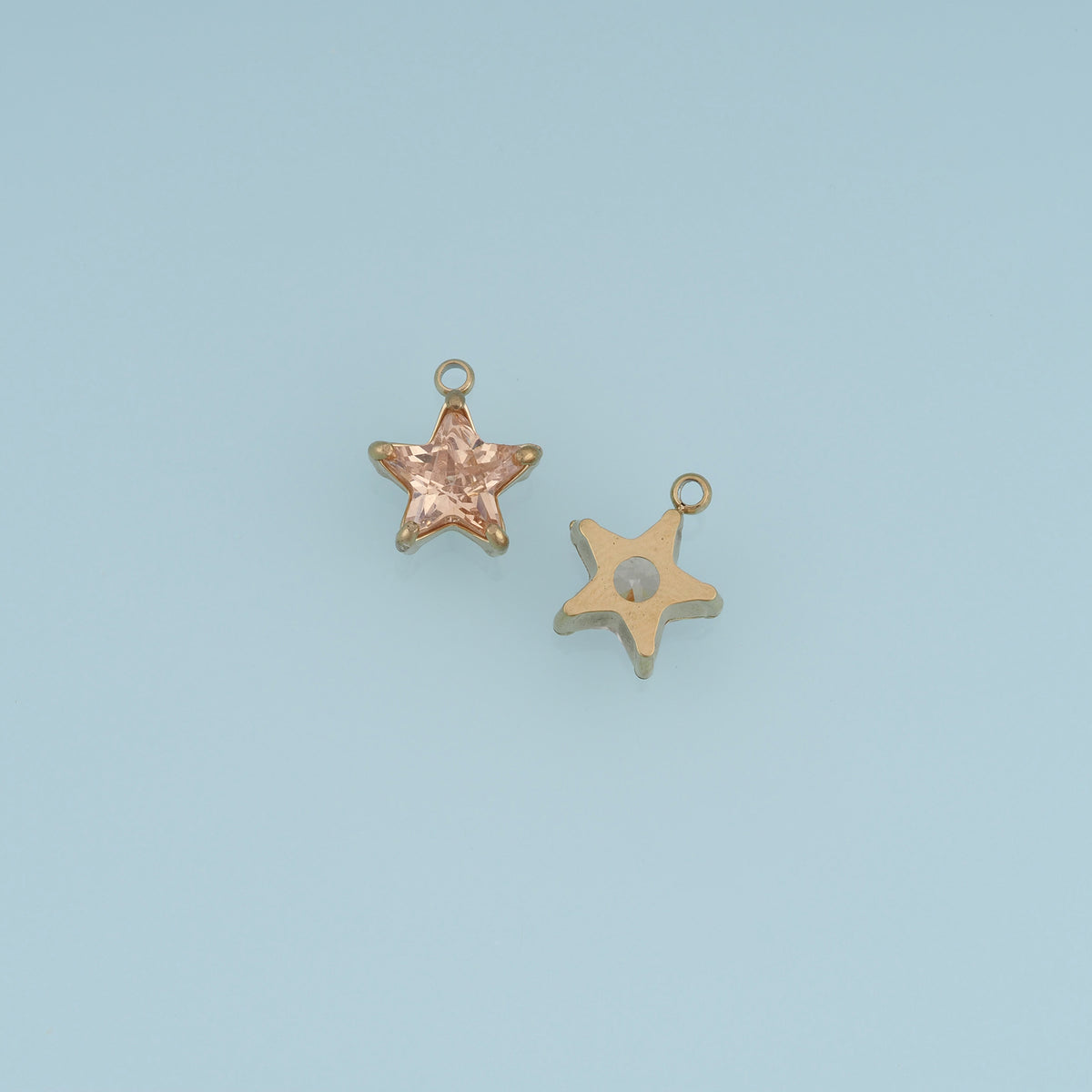 Faceted Star Crystal Pendant,14K Gold Silver Pink Clear Star Charm DIY Charm for Necklace Bracelet Making