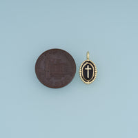 18K Gold Filled Oval Cross Charm, Colorful Enamel Cross Pendant Religious Charm for Bracelet Necklace DIY Jewelry Making Supply