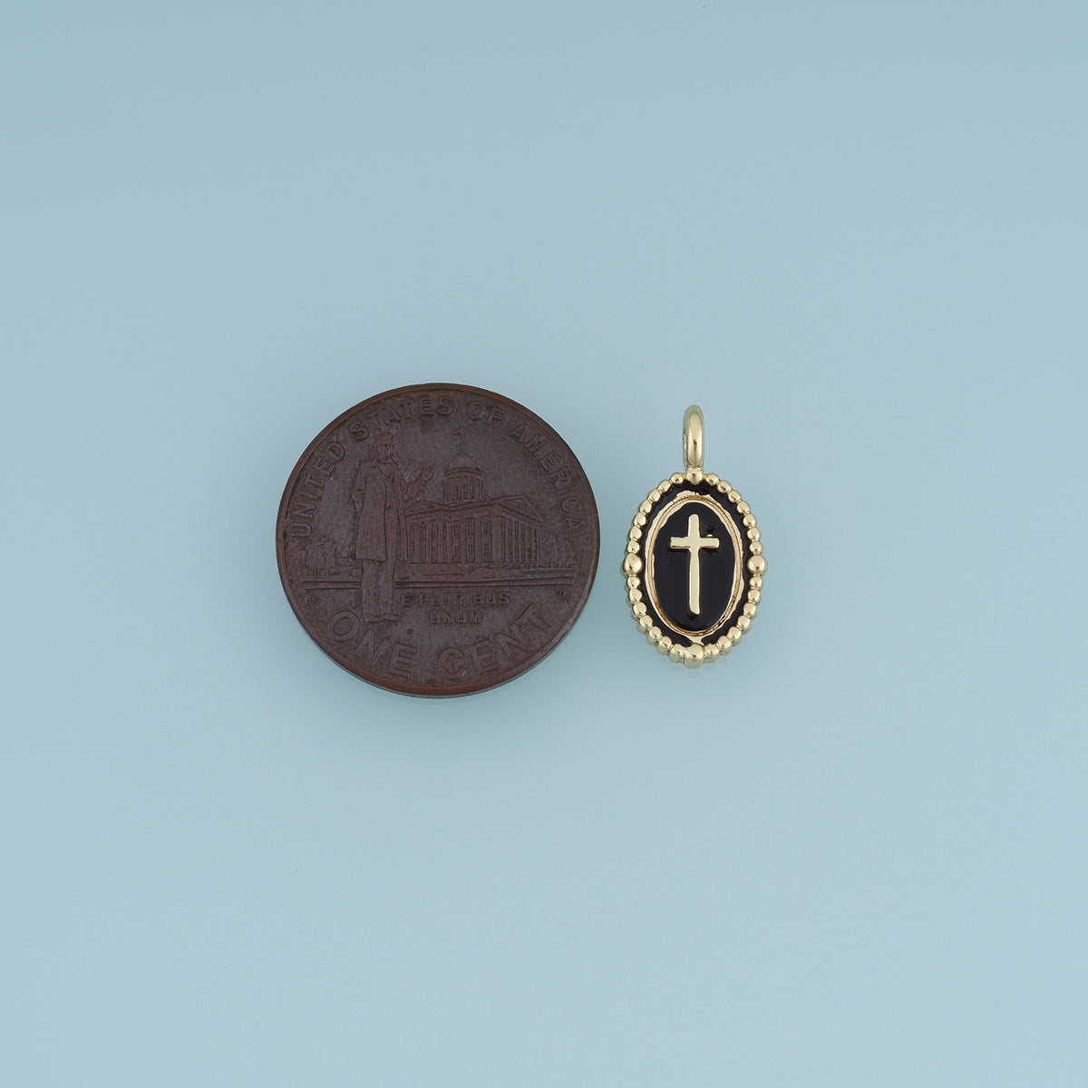 18K Gold Filled Oval Cross Charm, Colorful Enamel Cross Pendant Religious Charm for Bracelet Necklace DIY Jewelry Making Supply