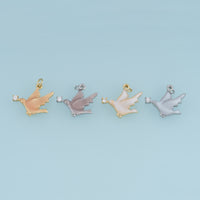 18K Gold Filled Dove Charm, Enamel Bird Pendant with CZ Stone, Peace Dove Charm for Bracelet Necklace DIY Jewelry Making Supply