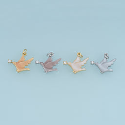 18K Gold Filled Dove Charm, Enamel Bird Pendant with CZ Stone, Peace Dove Charm for Bracelet Necklace DIY Jewelry Making Supply