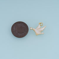 18K Gold Filled Dove Charm, Enamel Bird Pendant with CZ Stone, Peace Dove Charm for Bracelet Necklace DIY Jewelry Making Supply