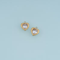 Heart Crystal Pendant,14K Gold Clear Gemstone Heart Charm DIY Charm for Necklace Bracelet Making
