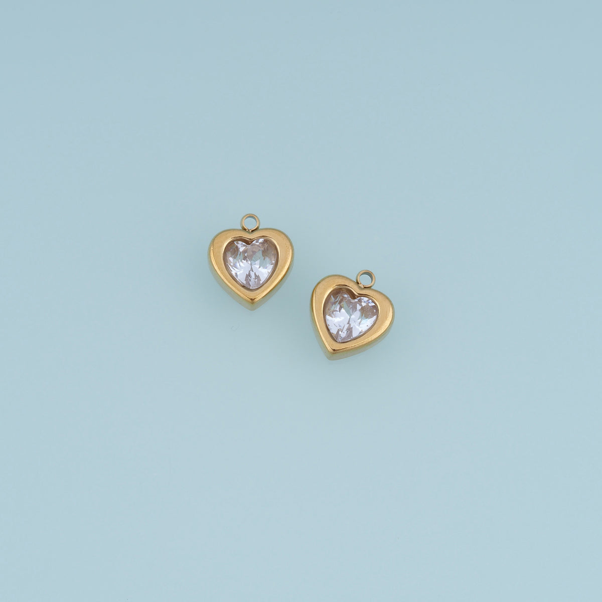 Heart Crystal Pendant,14K Gold Clear Gemstone Heart Charm DIY Charm for Necklace Bracelet Making