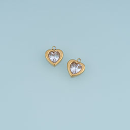 Heart Crystal Pendant,14K Gold Clear Gemstone Heart Charm DIY Charm for Necklace Bracelet Making