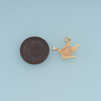 18K Gold Filled Dove Charm, Enamel Bird Pendant with CZ Stone, Peace Dove Charm for Bracelet Necklace DIY Jewelry Making Supply